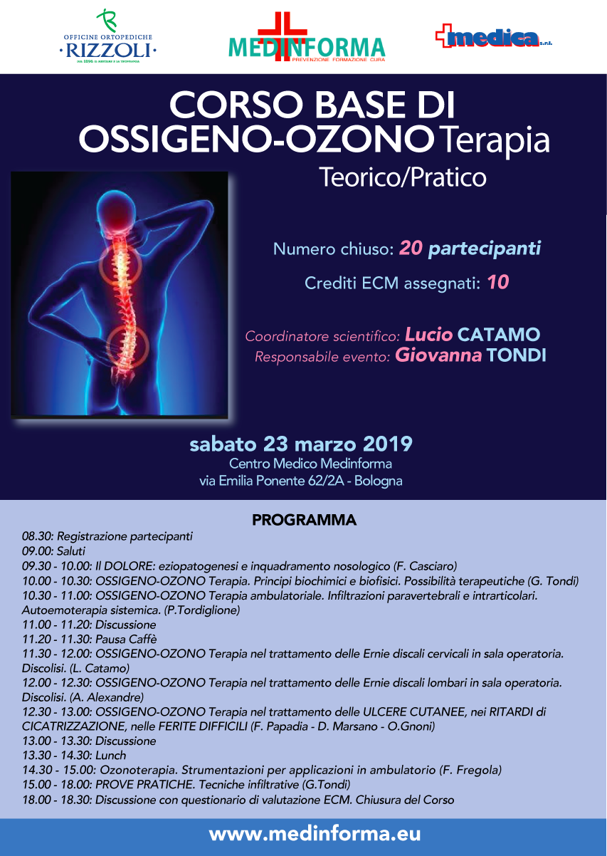 Corso base di Ossigeno Ozono Terapia 23 Marzo 2019